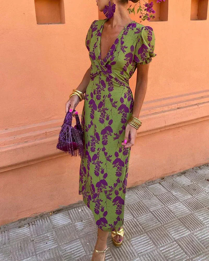Elisa - Vestido estampado de manga corta
