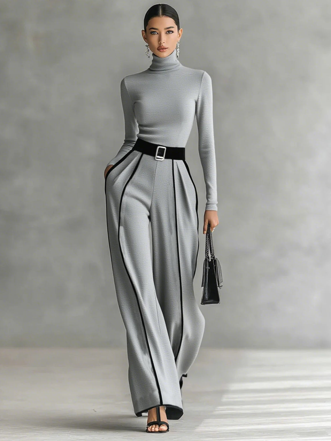 LARA™ | Conjunto Elegante de Dos Piezas con Cinturón Contrastado