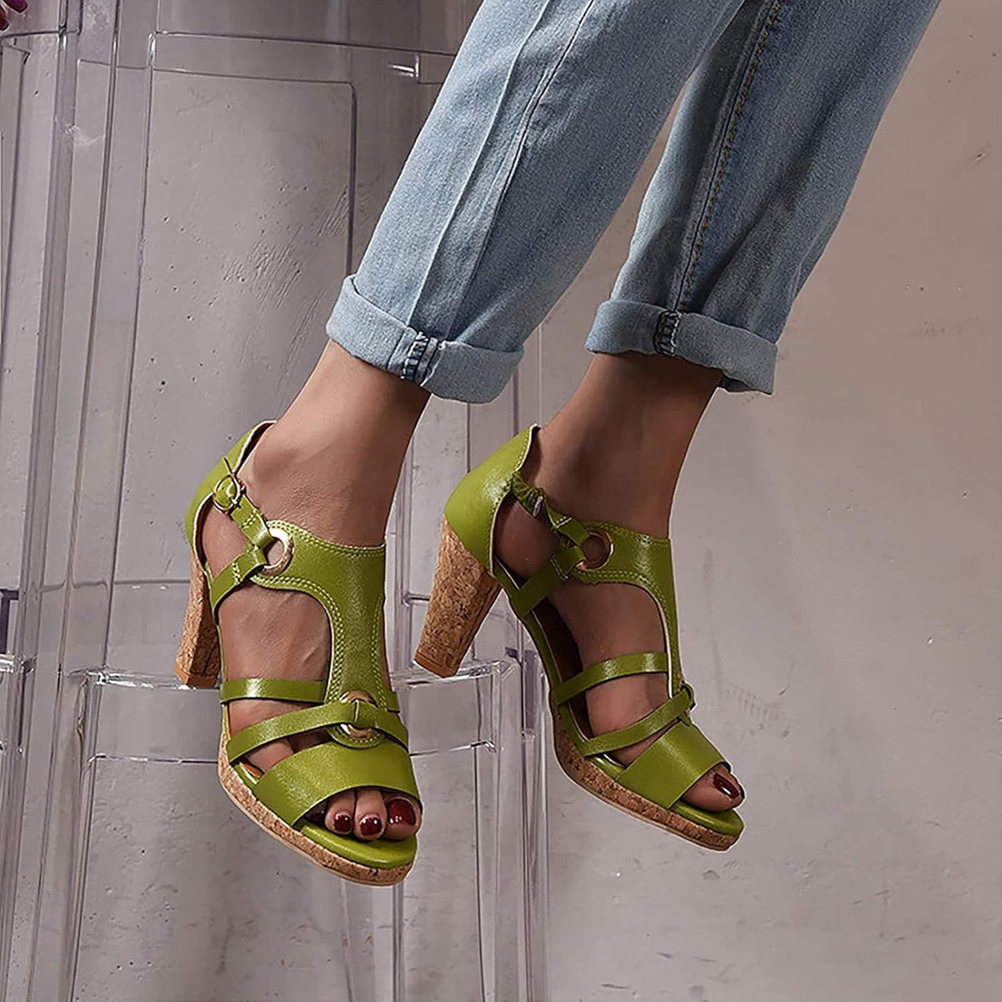 Sandra - Sandalias de cuero con tacón