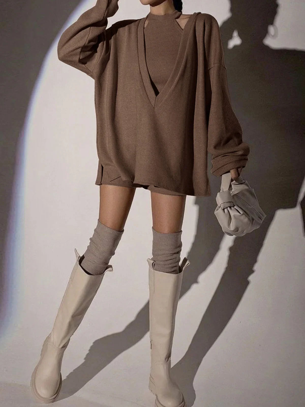 Lisa - Top con sudadera de punto liso