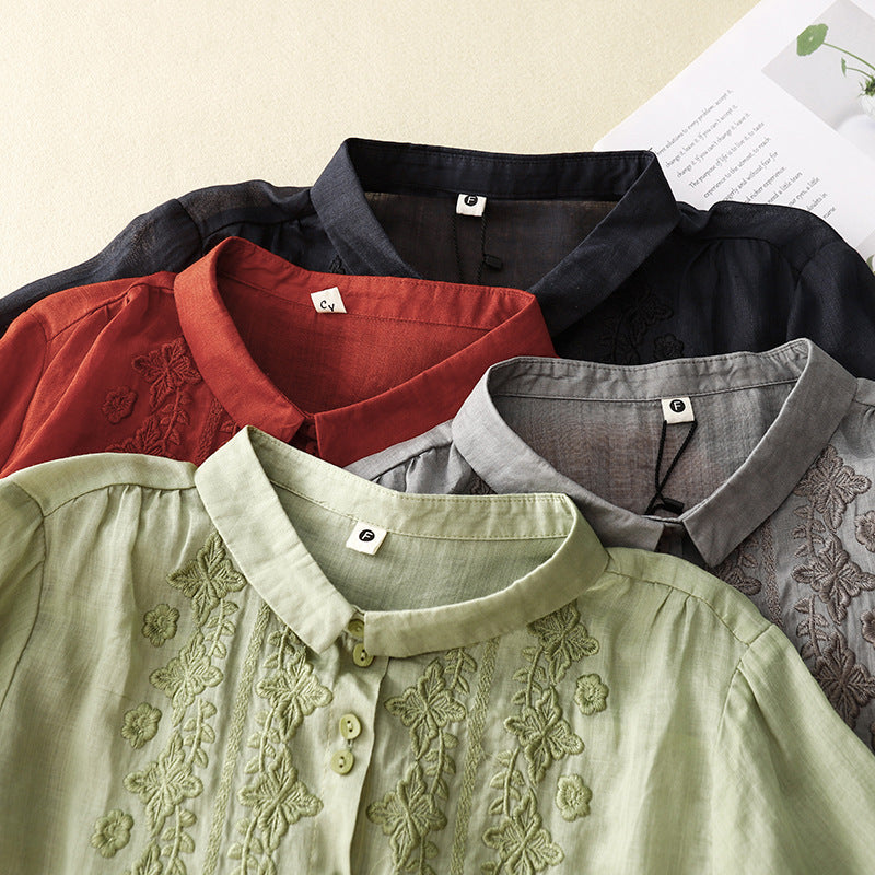 Vélemor | Bestickte Hemdbluse mit Knopfleiste