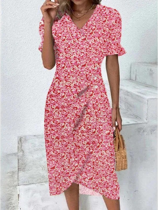 Nora | Midi Jurk met Bloemenprint