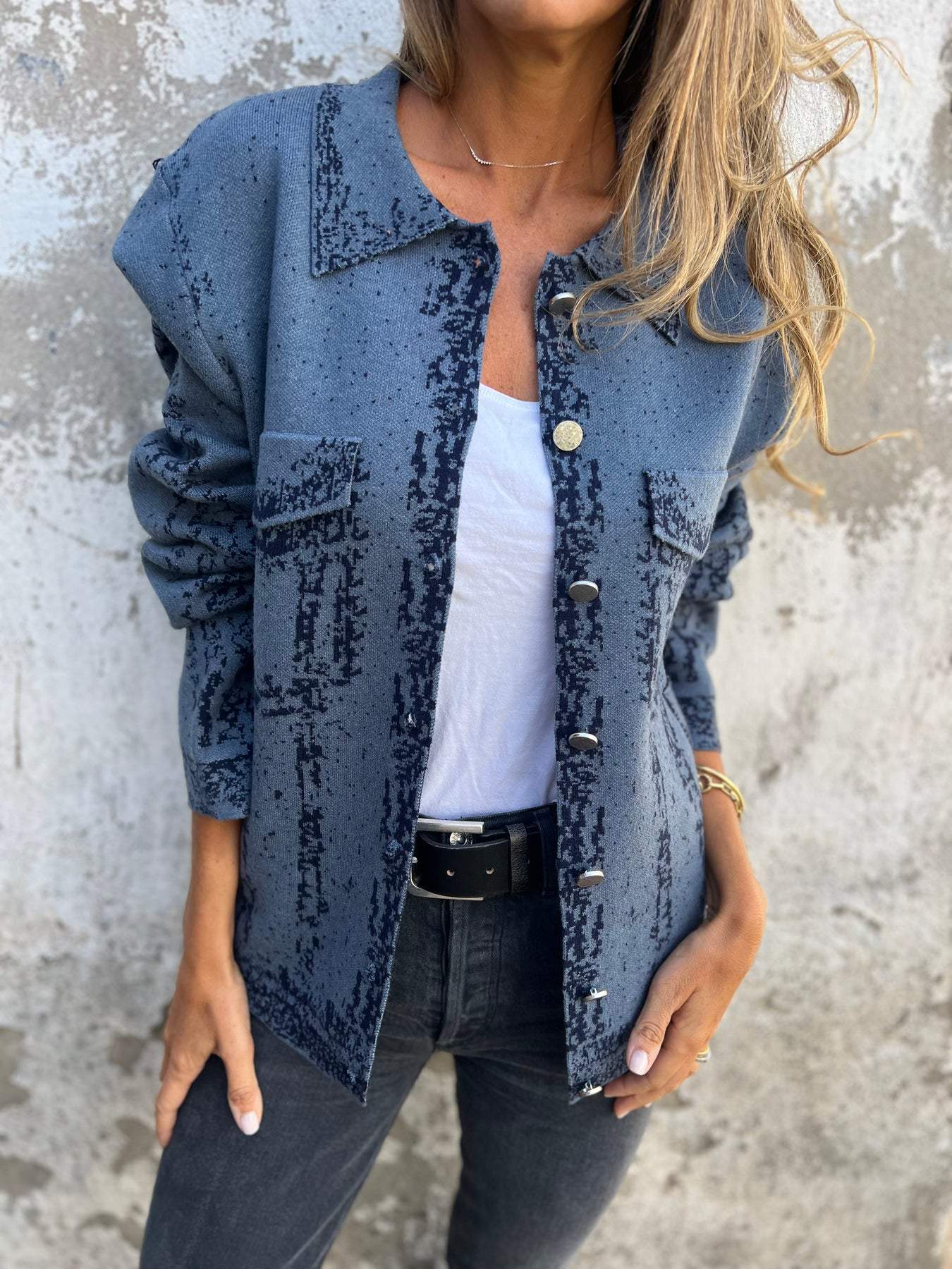 Chaqueta de punto estampada