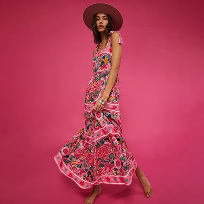 Conjunto de traje de baño de dos piezas con estampado floral y pajarita