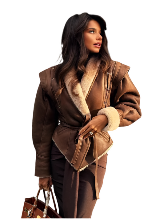 MARBELLA | CHAQUETA DE PIEL CRUZADA