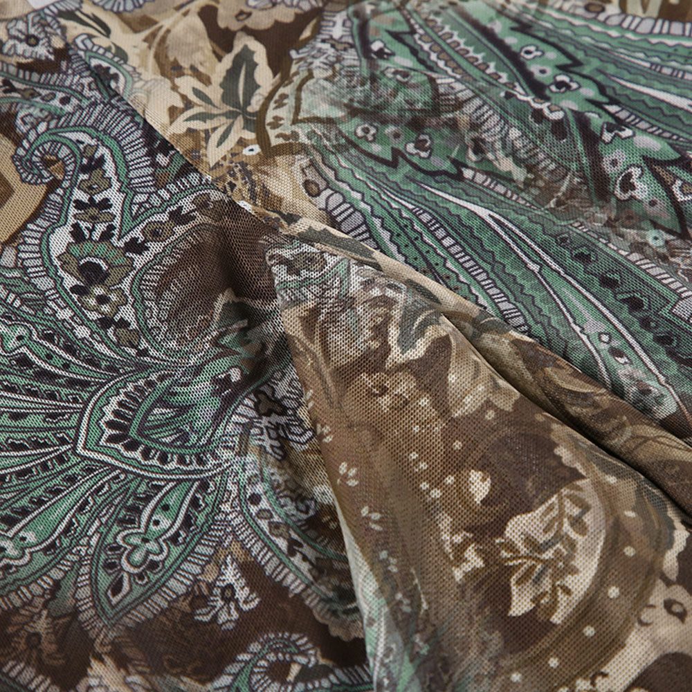 Retro Botanical Printed Irregular Skirt Niche Layered Design Drapey A-line Lace Splicing Skirt | Nomadzens