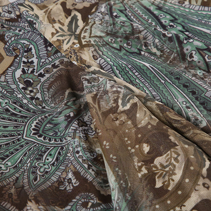 Retro Botanical Printed Irregular Skirt Niche Layered Design Drapey A-line Lace Splicing Skirt | Nomadzens