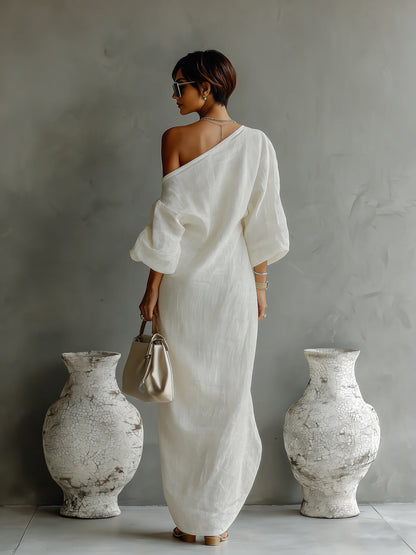 ARIADNA™ | Vestido Asimétrico Marfil