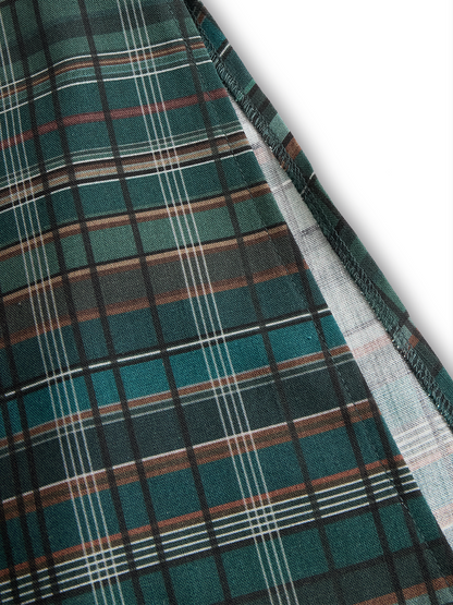 ALMA™ | Vestido Camisero Maxi Cuadros Verde Bosque