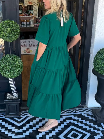 Mara - Vestido midi de manga corta
