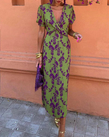 Elisa - Vestido estampado de manga corta