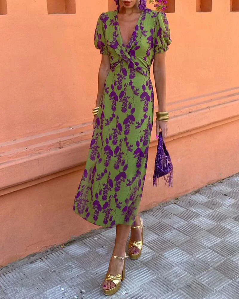 Elisa - Vestido estampado de manga corta