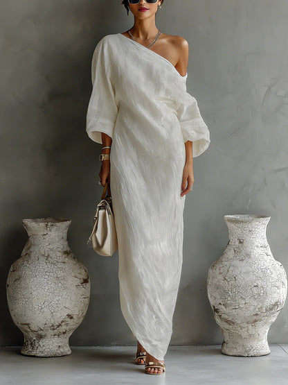 ARIADNA™ | Vestido Asimétrico Marfil