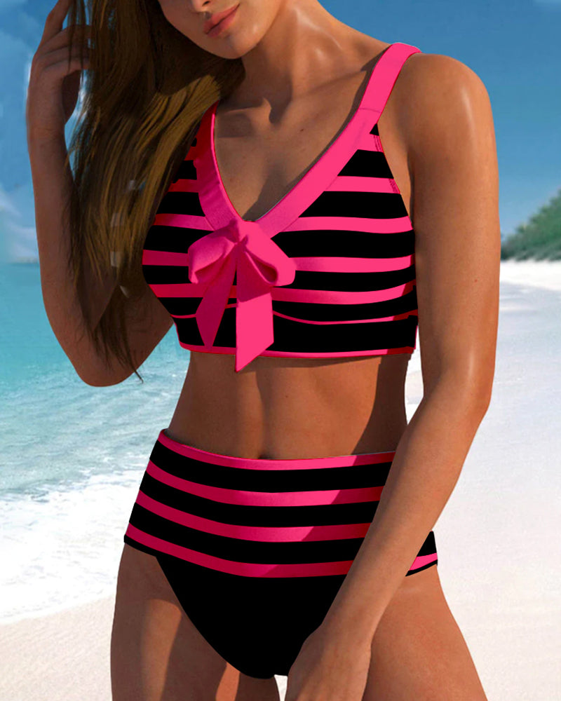 Laluna® | Gestreepte bikini met hoge taille