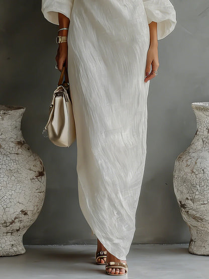 ARIADNA™ | Vestido Asimétrico Marfil