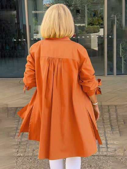 Liora™ - Veste Chemise Longue Boutonnée en Coton (Aujourd'hui seulement : 1 acheté = 1 offert !)