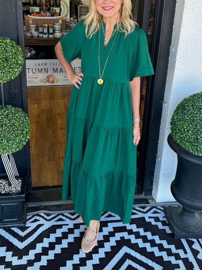 Mara - Vestido midi de manga corta