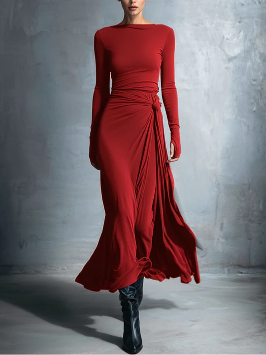 VICTORIA | VESTIDO LARGO CON NUDO LATERAL