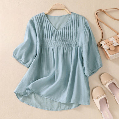 Bali | Blusa plisada con cuello en V