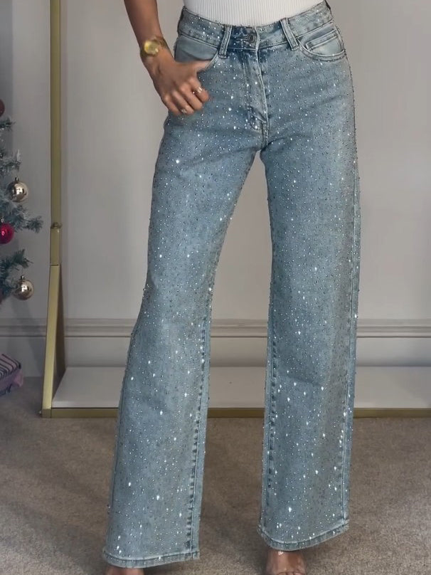 Yeka™ | Jeans de pierna recta con diamante