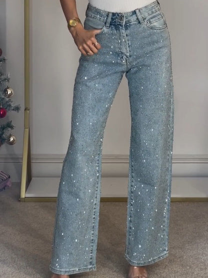 Yeka™ | Jeans de pierna recta con diamante