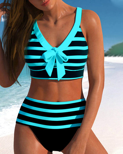 Laluna® | Gestreepte bikini met hoge taille