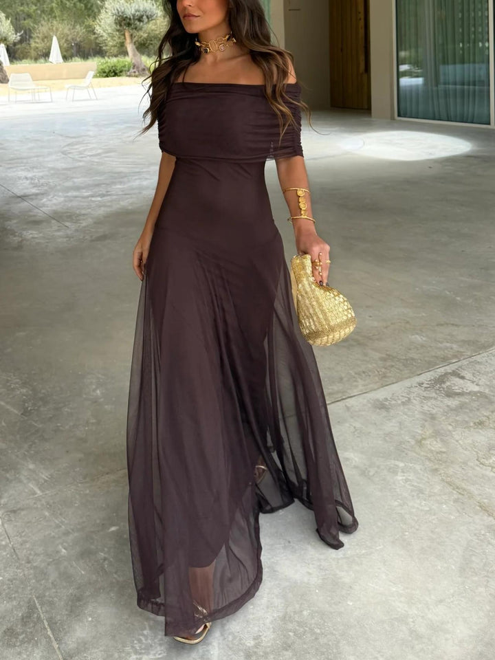 Toledo™ | Vestido largo de malla con un solo hombro