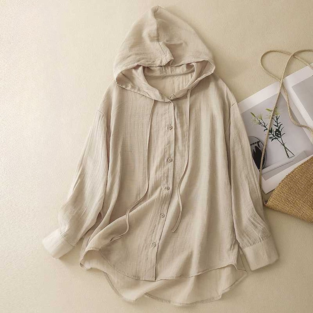 Vélemor | Hemdbluse mit Knopfleiste und Kapuze
