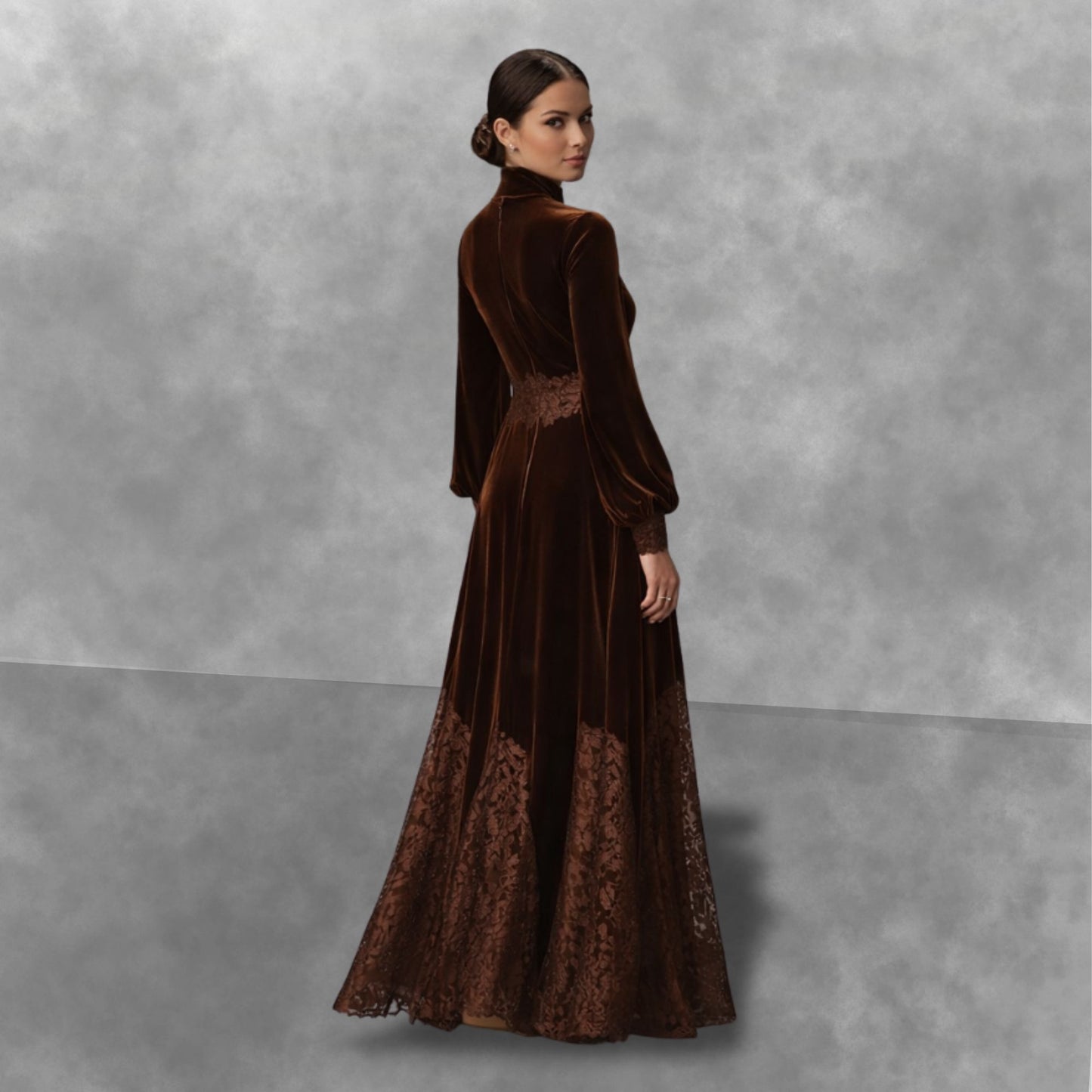 VALENTINA™ | Vestido Largo de Terciopelo con Encaje Elegante