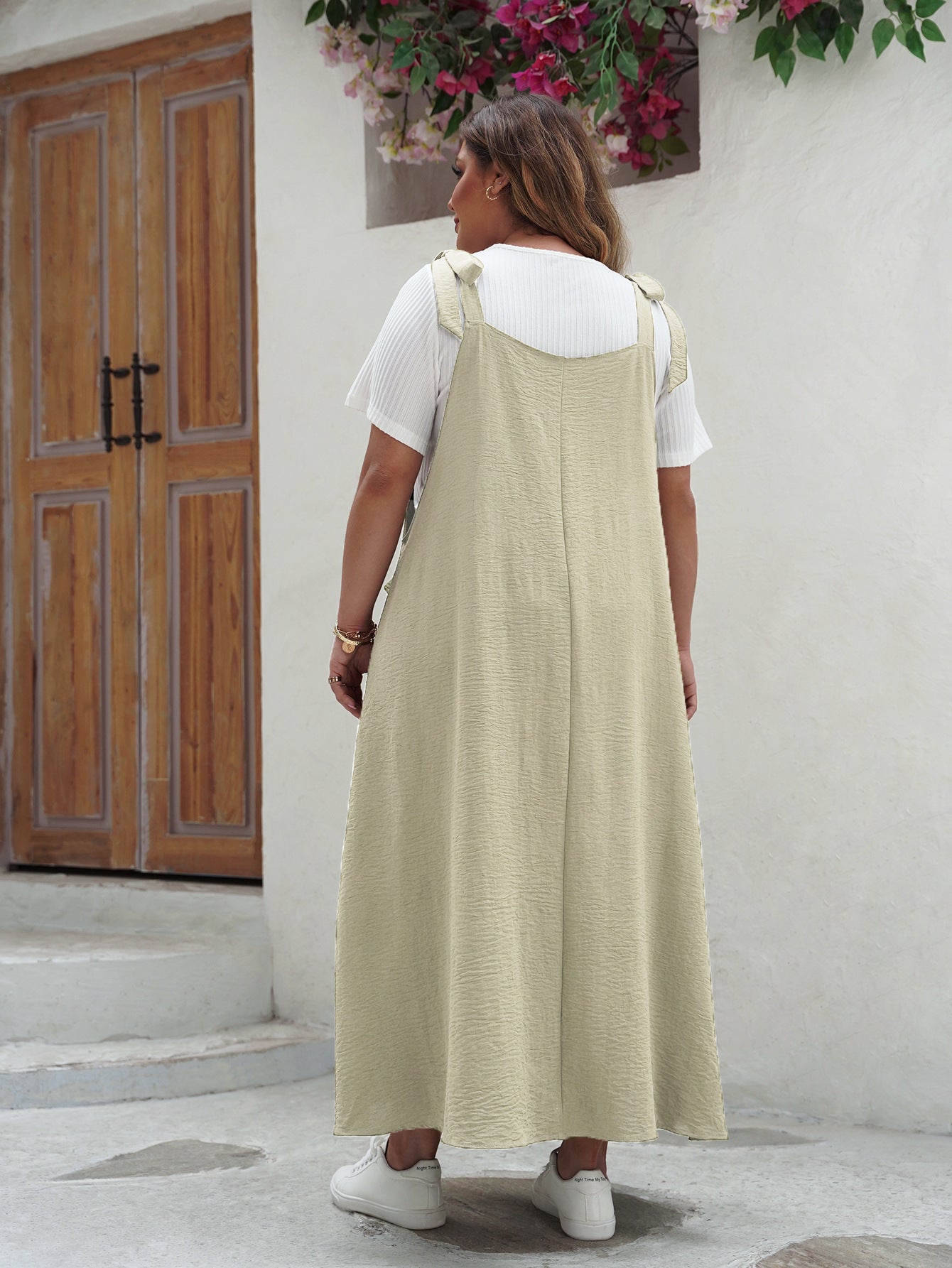 Pure Color Loose Fit Printed Sleeveless Maxi Dress | Nomadzens