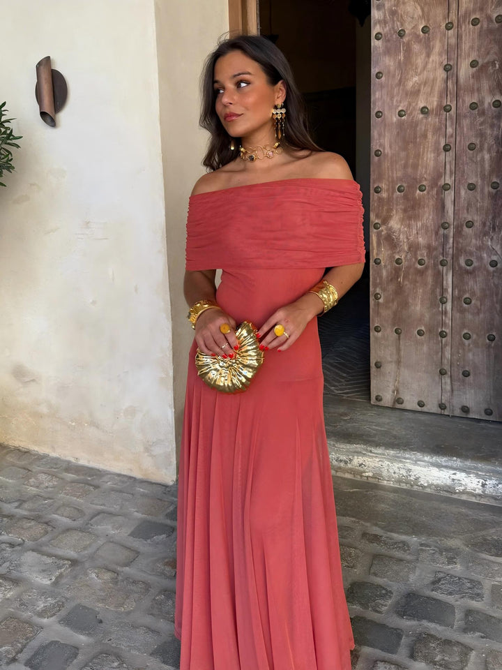 Toledo™ | Vestido largo de malla con un solo hombro