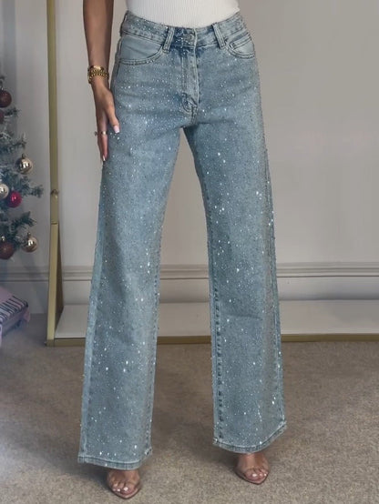 Yeka™ | Jeans de pierna recta con diamante