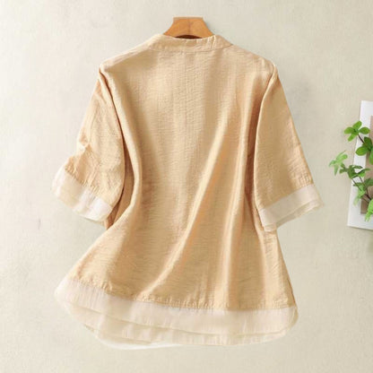 Vélemor | Bluse mit Stehkragen und Knopfleiste