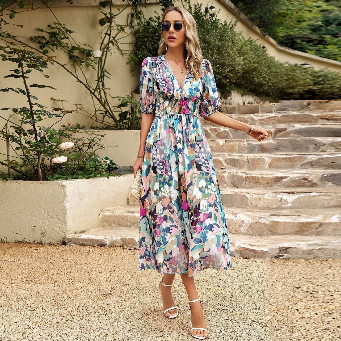 Tefa - Vestido midi estampado