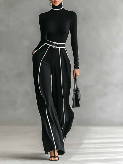LARA™ | Conjunto Elegante de Dos Piezas con Cinturón Contrastado