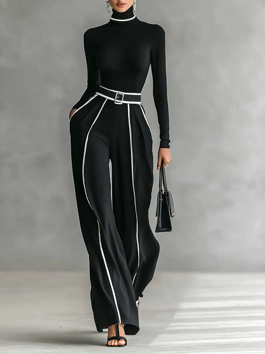 LARA™ | Conjunto Elegante de Dos Piezas con Cinturón Contrastado