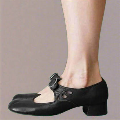 Denisa - Sandalia de cuero ortostática con cómodo tacón de cuña