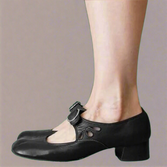 Denisa - Sandalia de cuero ortostática con cómodo tacón de cuña