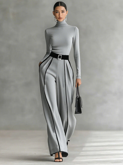 LARA™ | Conjunto Elegante de Dos Piezas con Cinturón Contrastado
