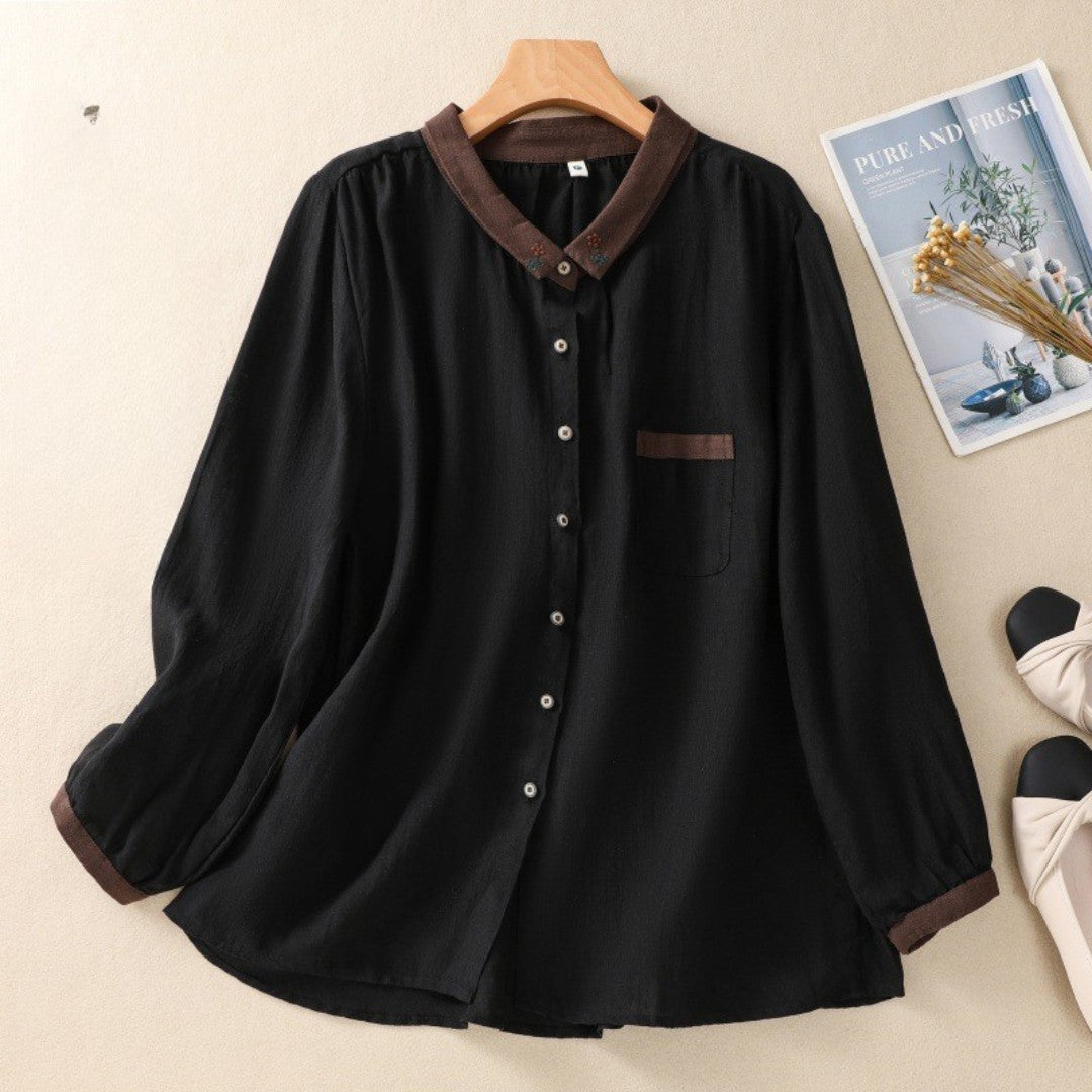 Vélemor | Kontrastbluse mit Knopfleiste