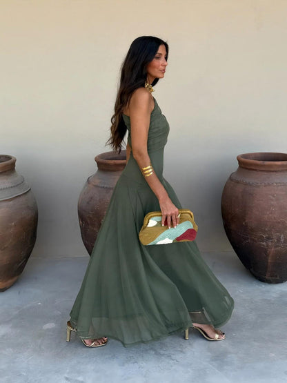 Toledo™ | Vestido largo de malla con un solo hombro