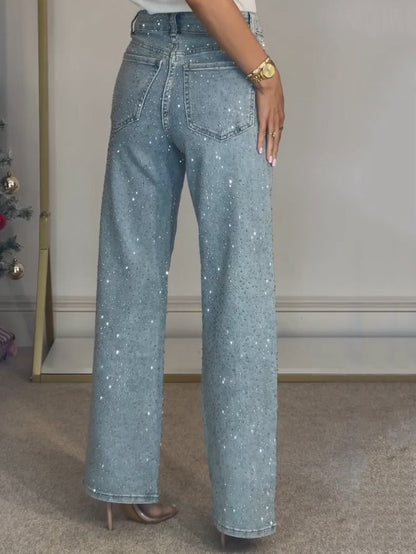Yeka™ | Jeans de pierna recta con diamante