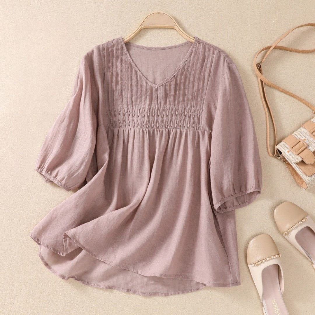 Bali | Blusa plisada con cuello en V