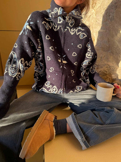 Danna™ – Jersey de punto con cuello alto y cremallera