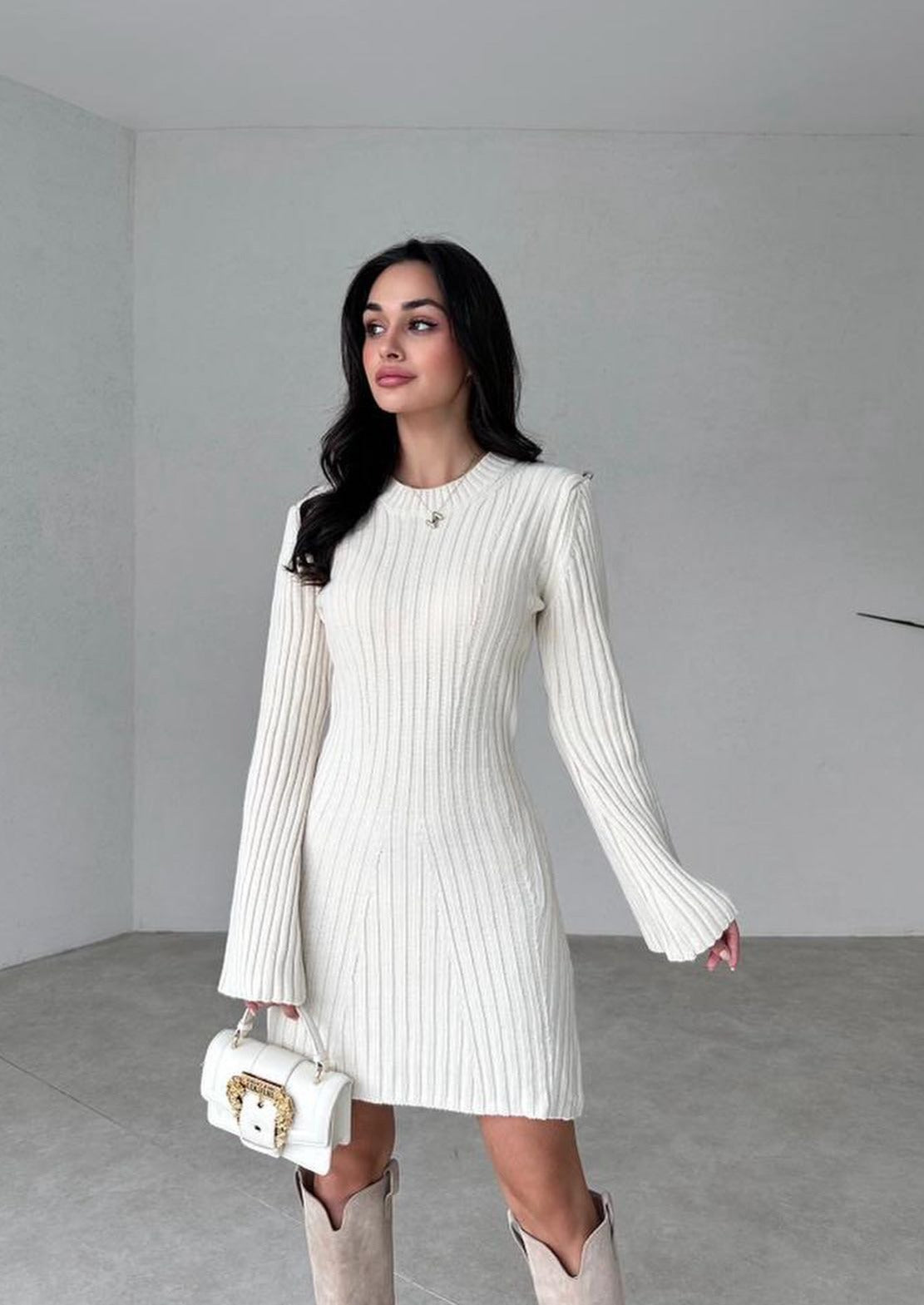 Venna - Midi vestido de punto de canalé