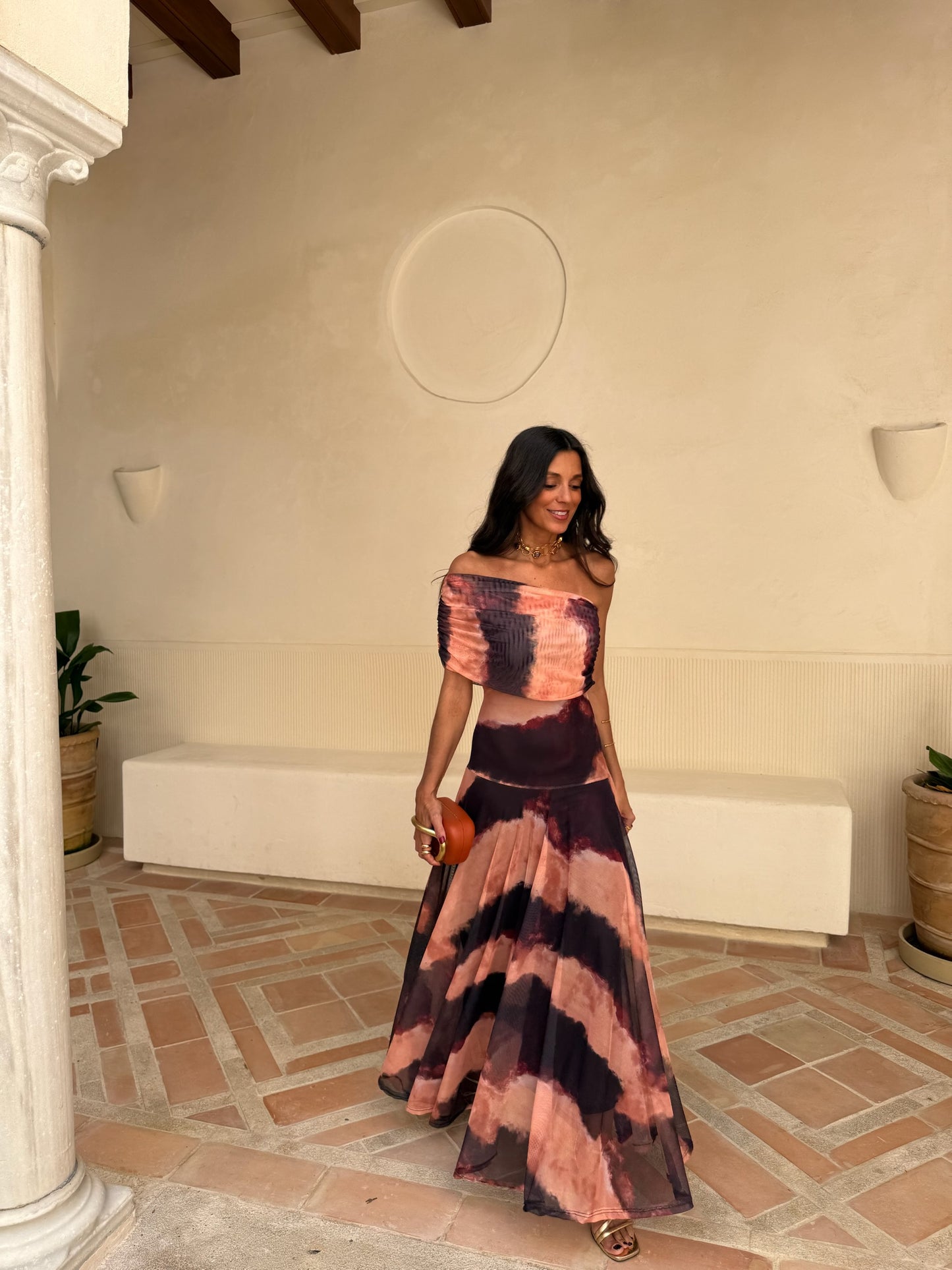 Toledo™ | Vestido largo de malla con un solo hombro