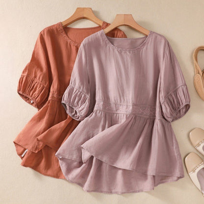 Vélemor | Bestickte Bluse mit ausgestelltem Schnitt