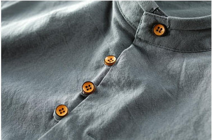 Camisa de lino con cuello mao