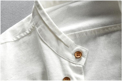 Camisa de lino con cuello mao