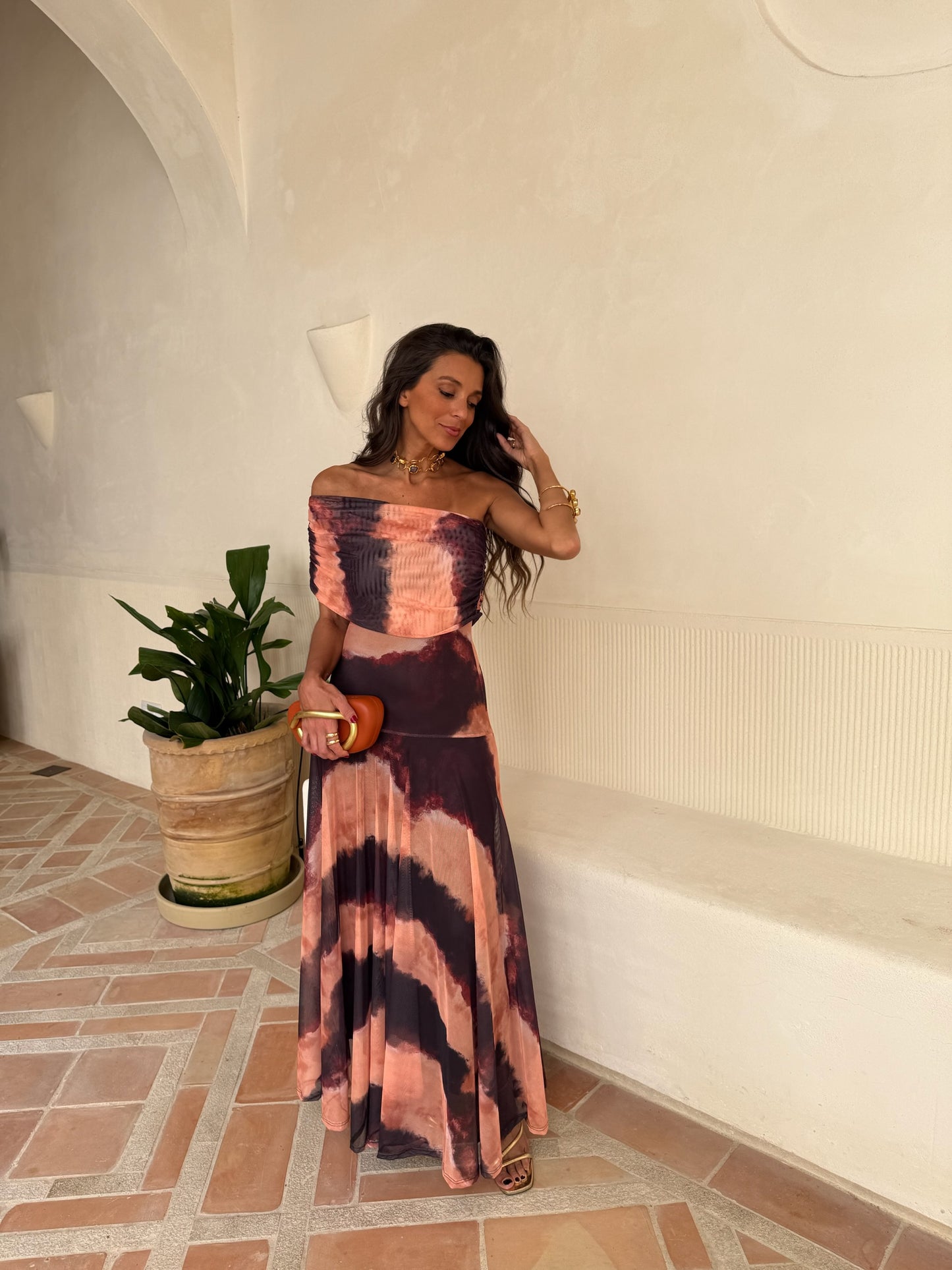 Toledo™ | Vestido largo de malla con un solo hombro